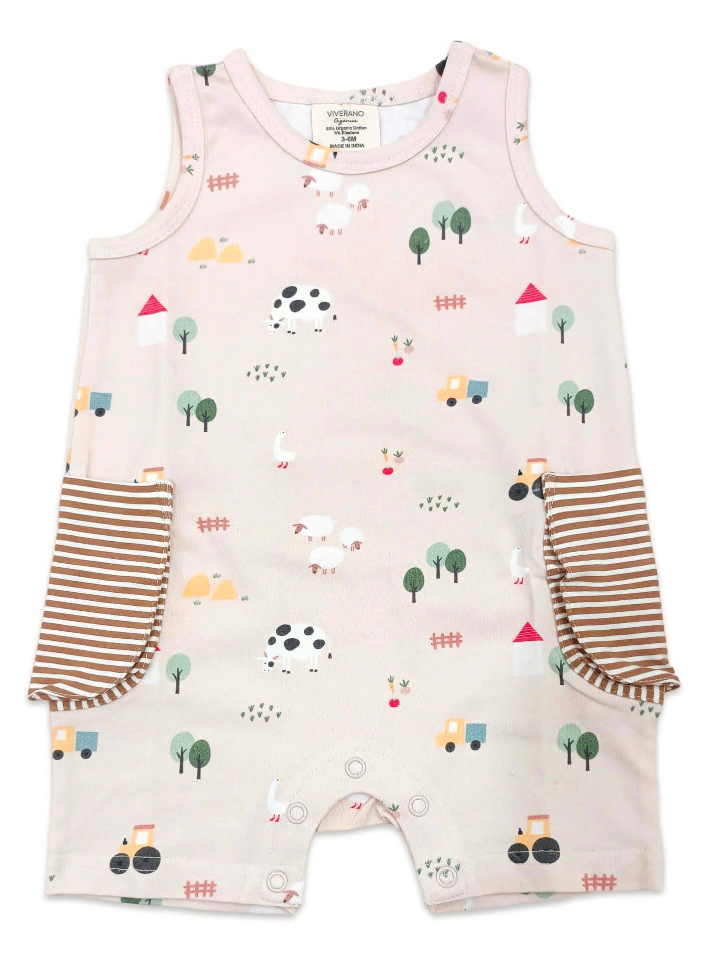 Farm Side Pocket Baby Romper (Organic Jersey) - by Carlyle Avenue