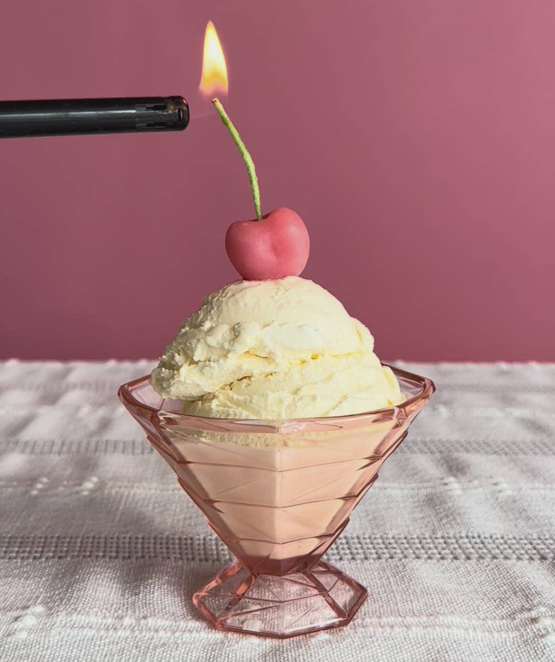 Pink Cherry Birthday Beeswax Candles