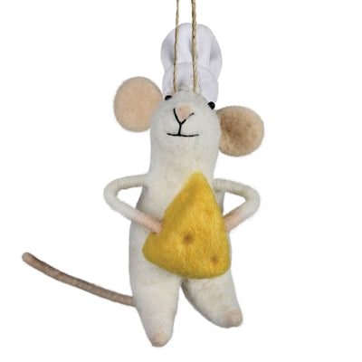 Mouse with Cheese Ornament, Felt