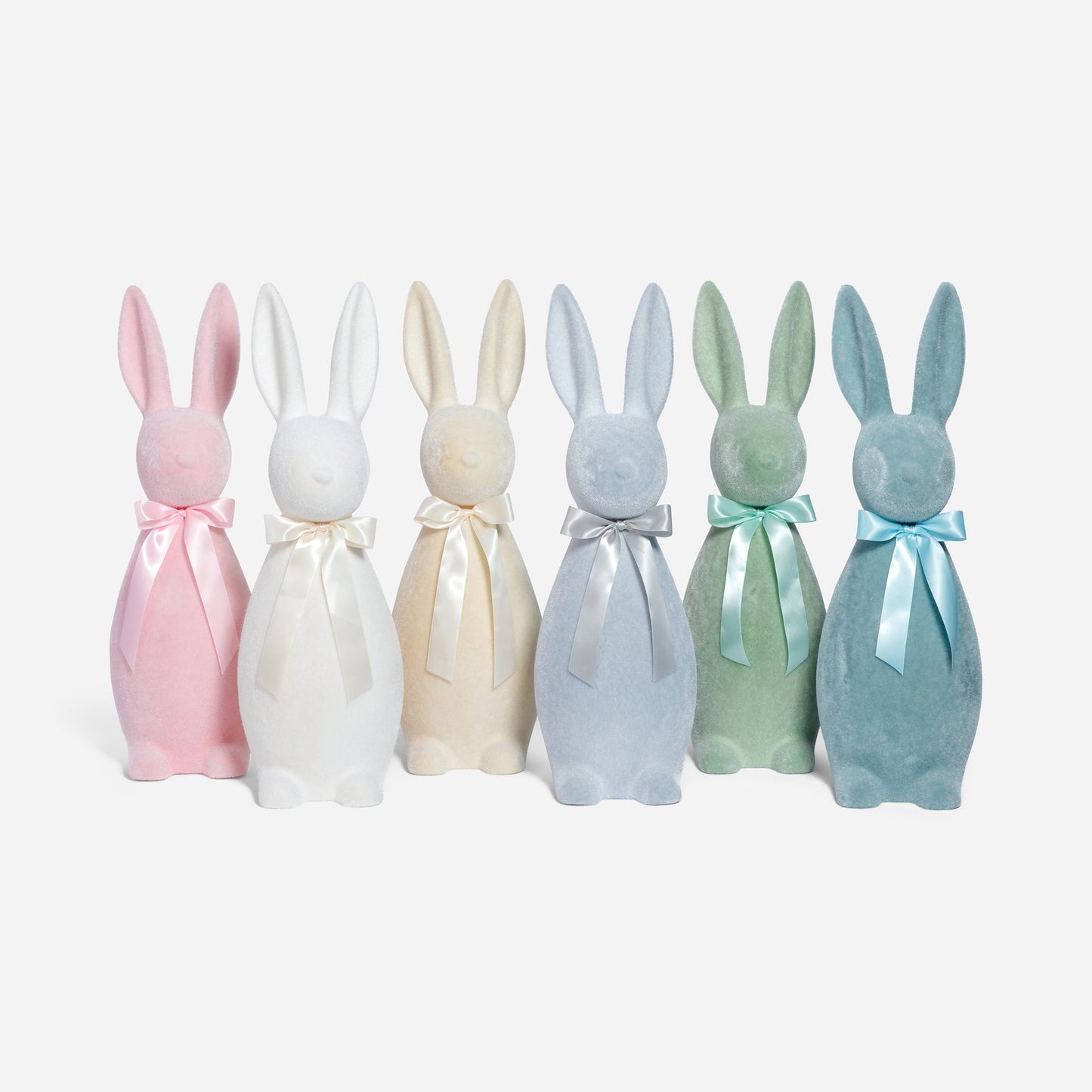 Flocked Button Nose Bunny - Set of 6 - CARLYLE AVENUE