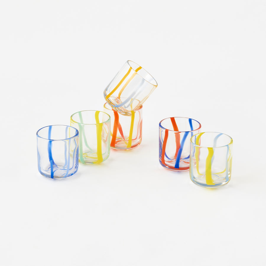 Terrazzo Striped Drinking Glass - Set of 6 Assorted