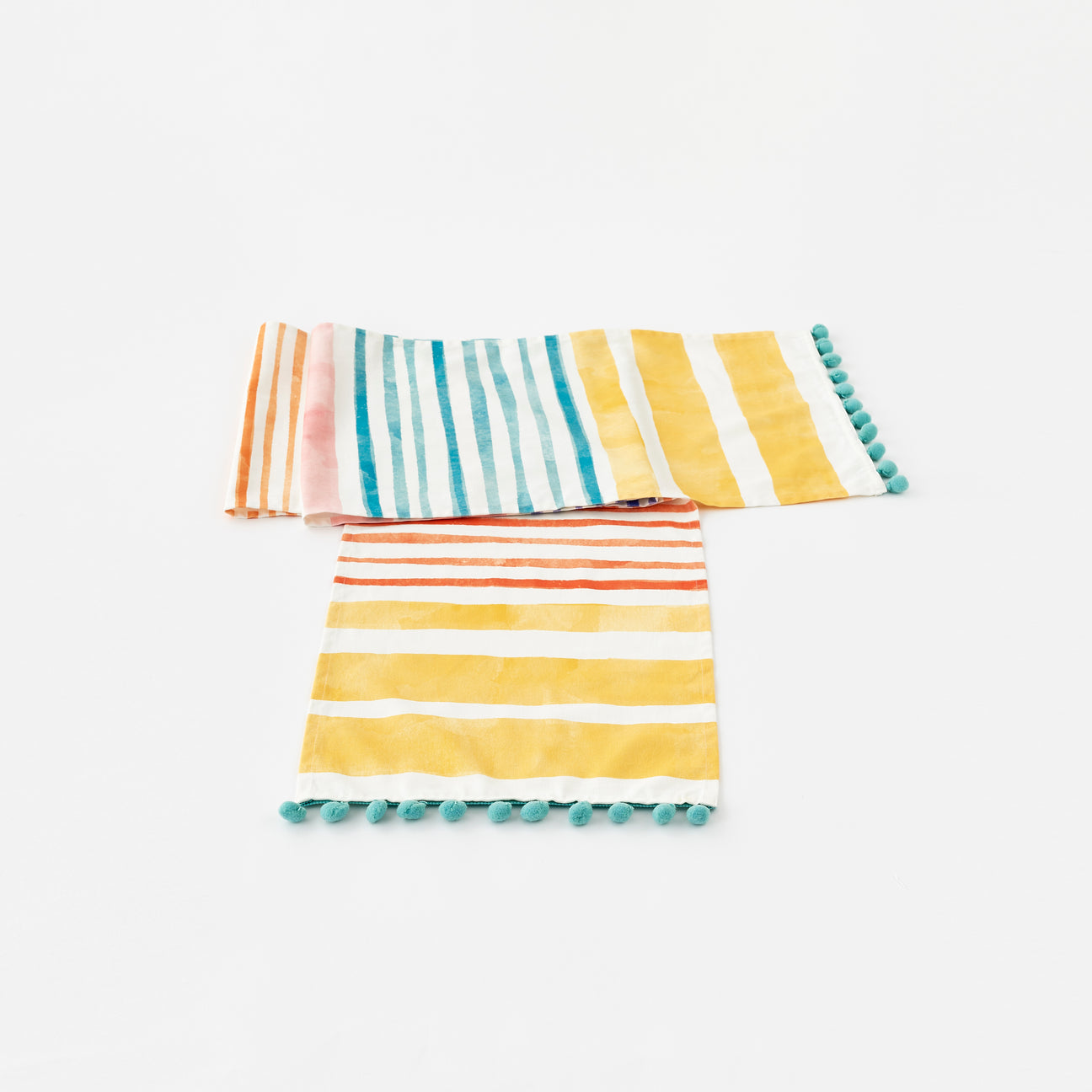 Terrazzo Table Runner with Pompom Trim