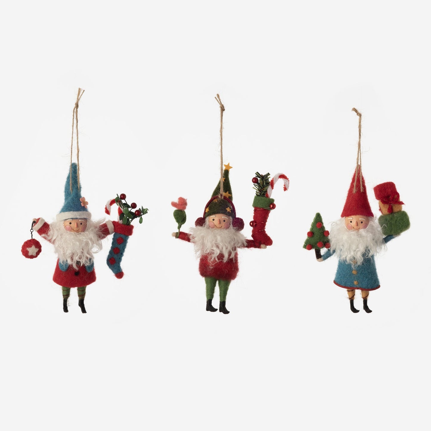 Elf Ornament - Set of 3 Assorted