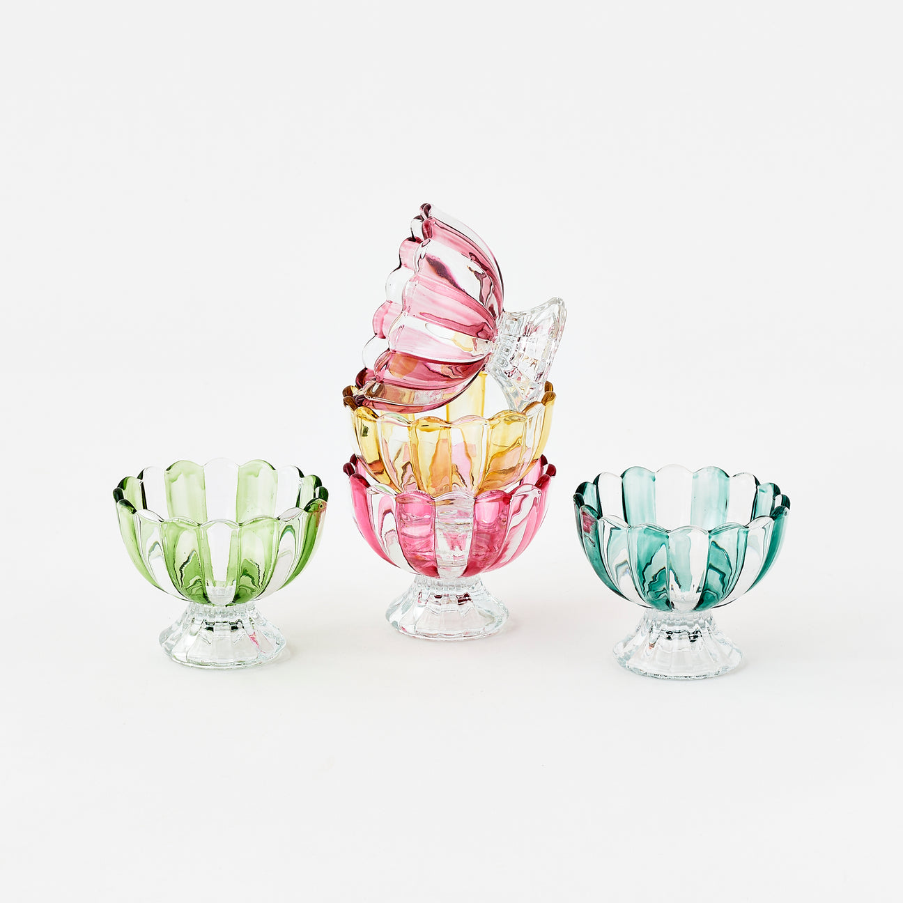 Striped Pedestal Bowl - 5 Assorted