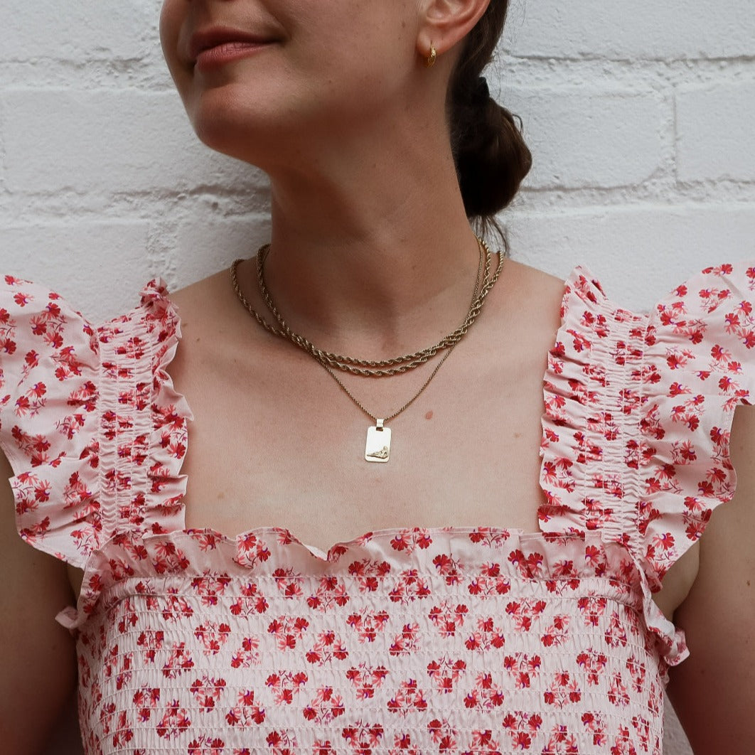 14k Virgo Rectangular Pendant - Jewelry by Carlyle Avenue