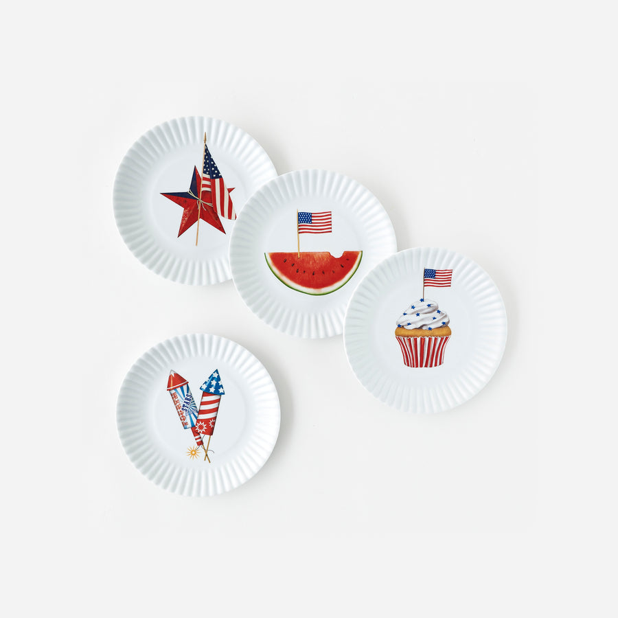 American Holiday "Paper" Plate - Set of 4 Assorted - Plates by Carlyle Avenue