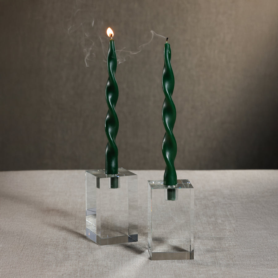 Square Crystal Glass Taper Holder