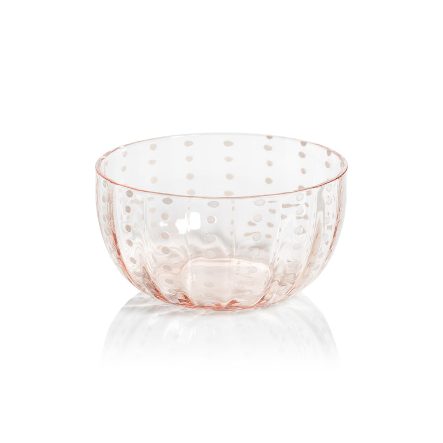Portofino White Dot Glassware - Pink