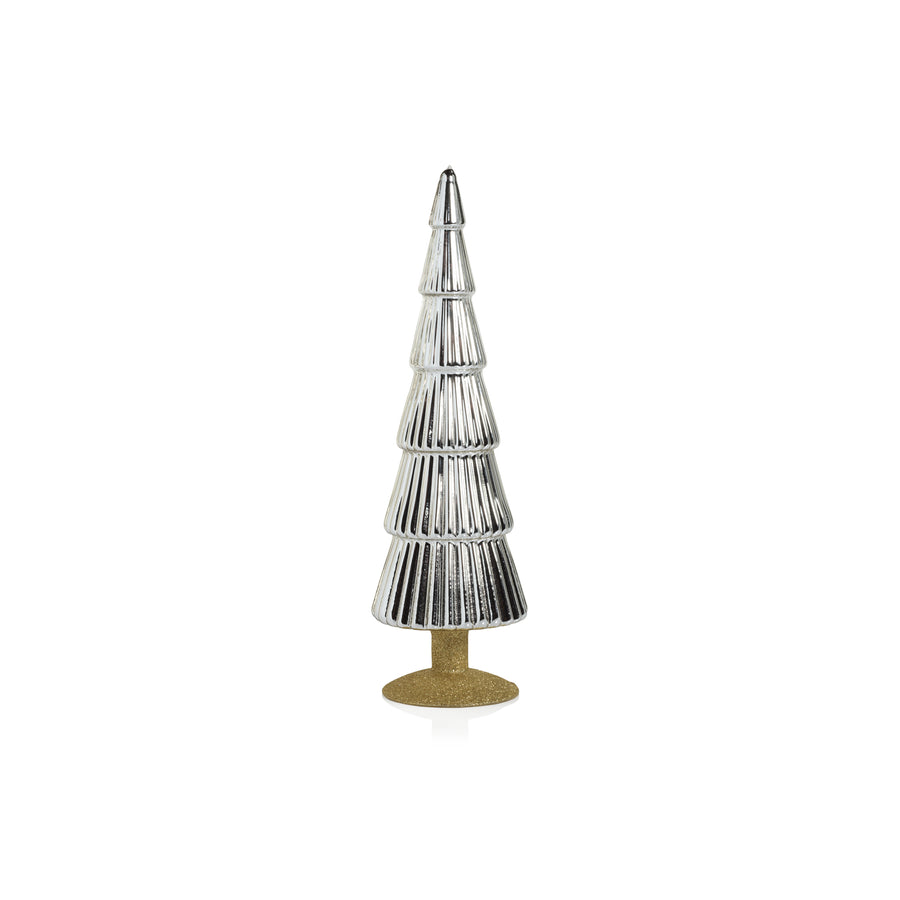 Alpine Glass Tree on Gold Glitter Base - Silver - Christmas Trees by Carlyle Avenue