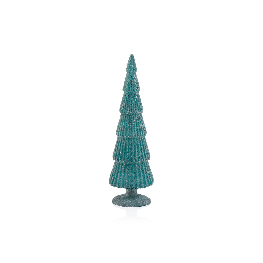Sugar Pine Glass Tree on Silver Glitter Base - Blue - Christmas Trees by Carlyle Avenue