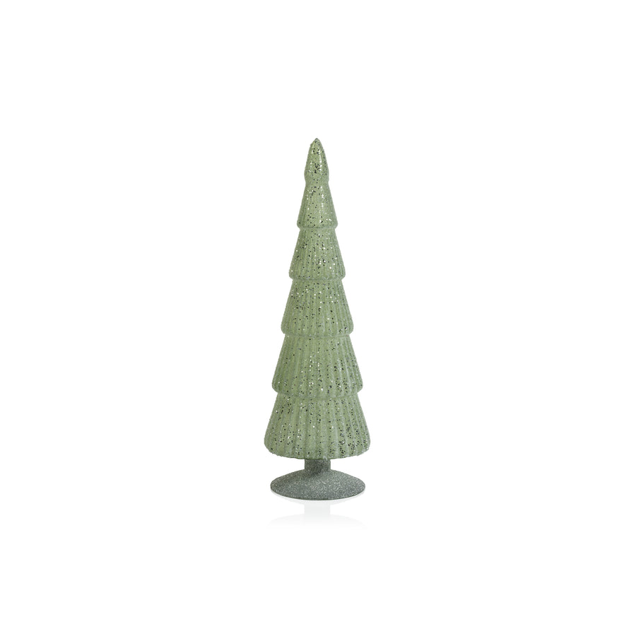 Sugar Pine Glass Tree on Silver Glitter Base - Light Green - Christmas Trees by Carlyle Avenue