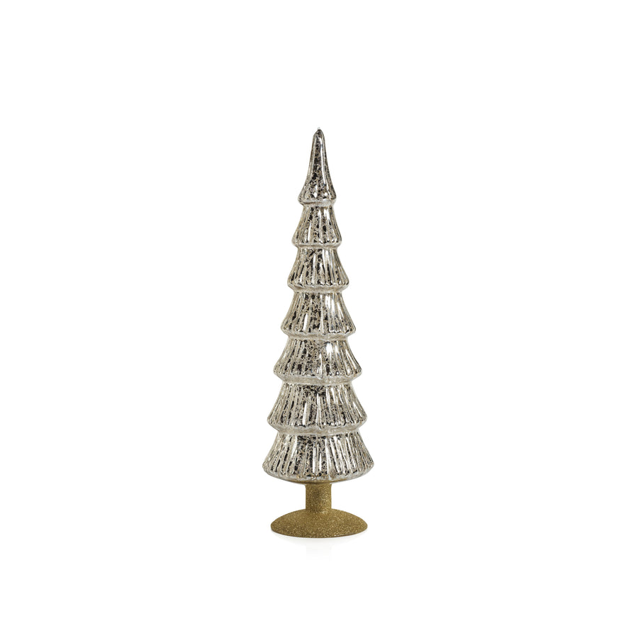 Miramonti Glass Tree on Gold Glitter Base - Silver - Christmas Trees by Carlyle Avenue