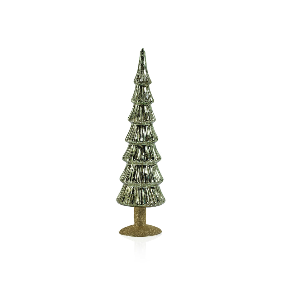 Miramonti Glass Tree on Gold Glitter Base - Light Green - Christmas Trees by Carlyle Avenue