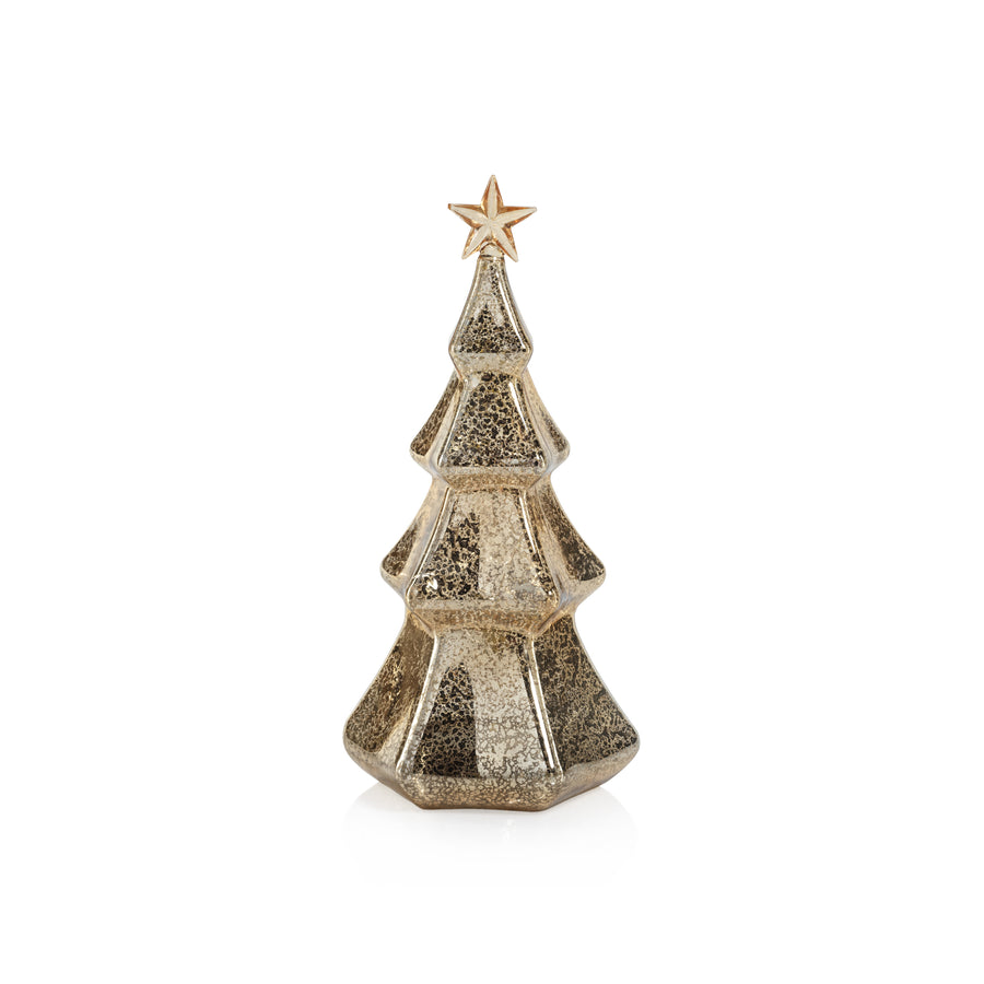 LED Hexagon Antique Tree with Star Design - Gold - Christmas Decor by Carlyle Avenue