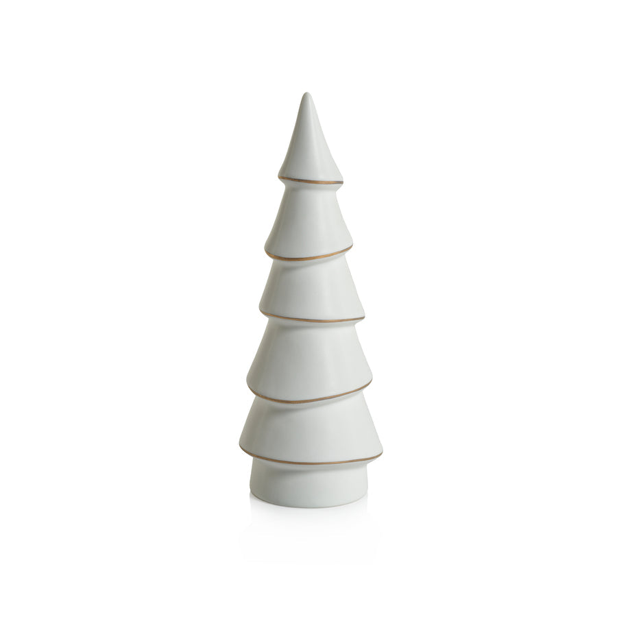 Alpina Porcelain Tree - Matte White with Gold Trim - Christmas Trees by Carlyle Avenue