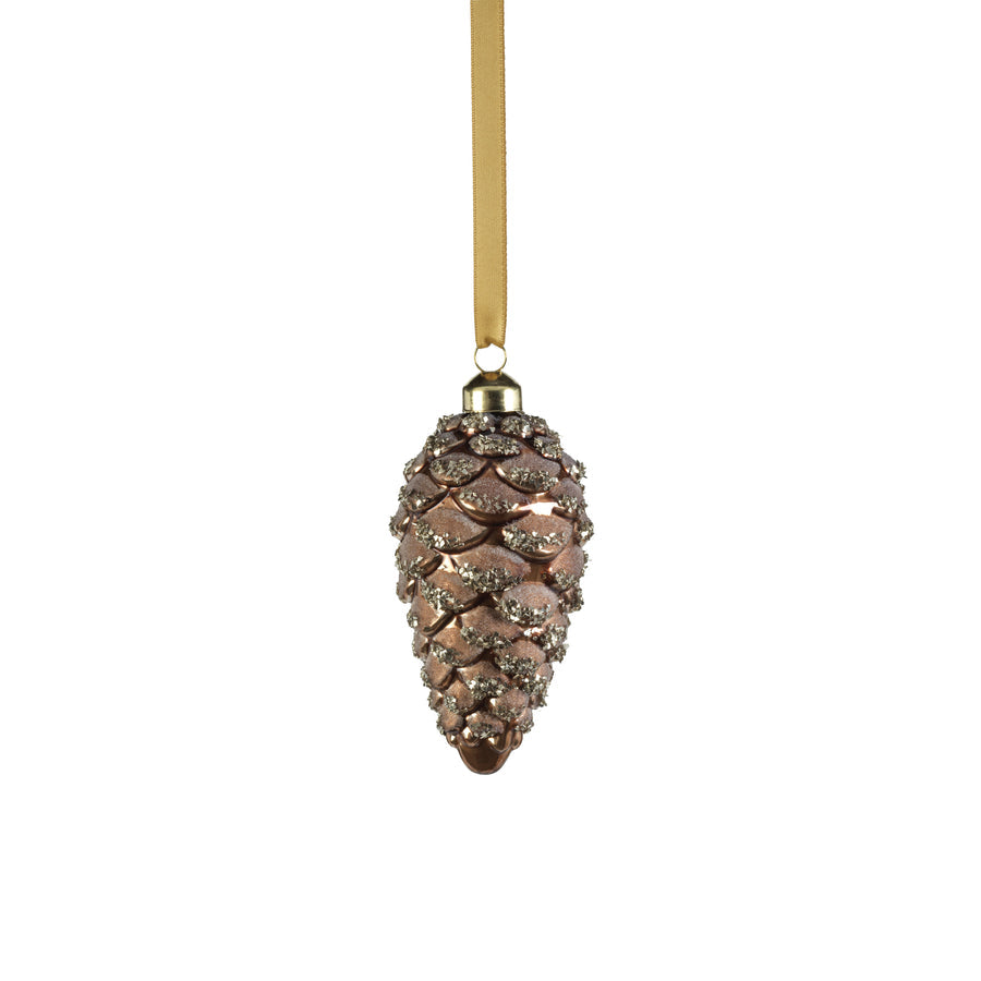 Glass Pine Cone Ornament - Copper Bronze