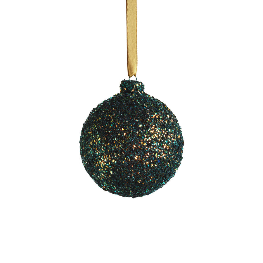 Multicolored Glass Ball Ornament - Green