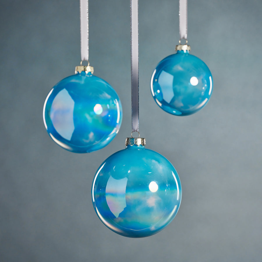 Solid Luster Glass Ball Ornament - Blue