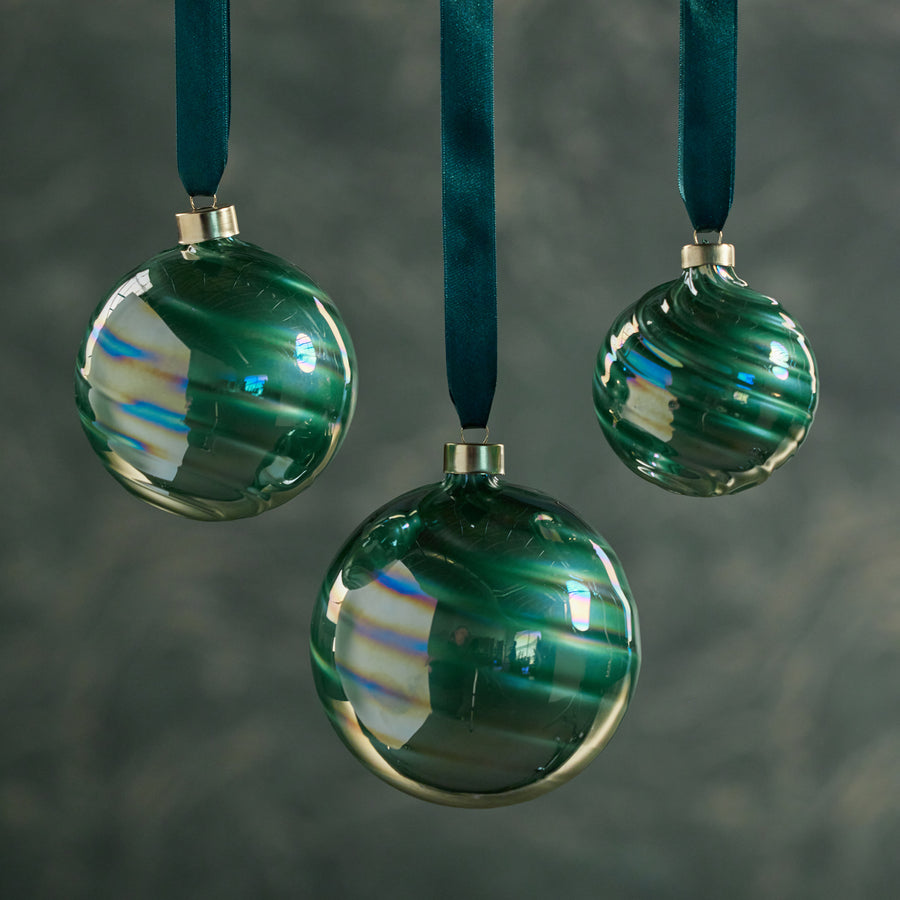 Pearl Luster Glass Ball Ornament - Green