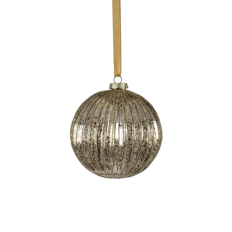 Antique Ribbed with Glitter Glass Ball Ornament - Gold - Ornaments by Carlyle Avenue