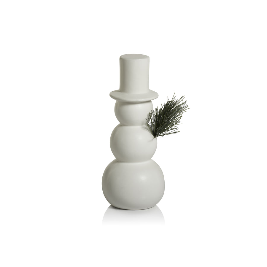 Ceramic Decorative Snowman - Matte White - Christmas Decor by Carlyle Avenue