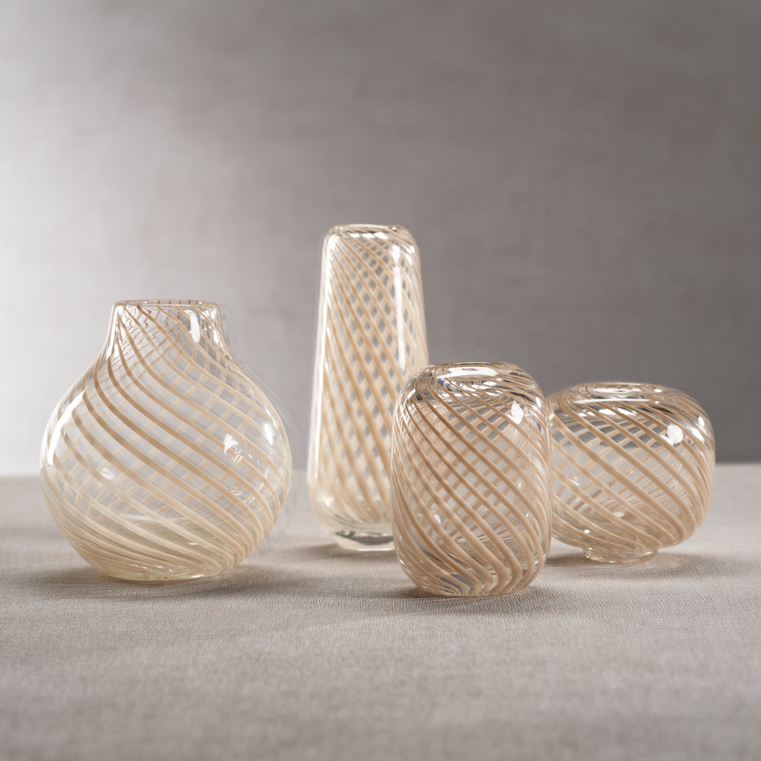 Claire Clear Bud Vases with Beige Swirl