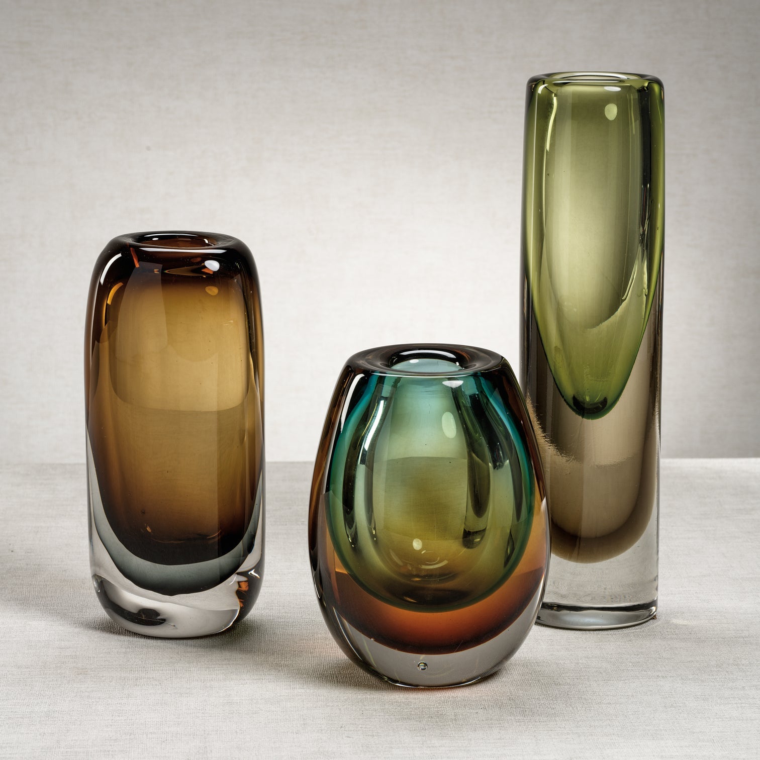 Glass Vase - Amber & Gray