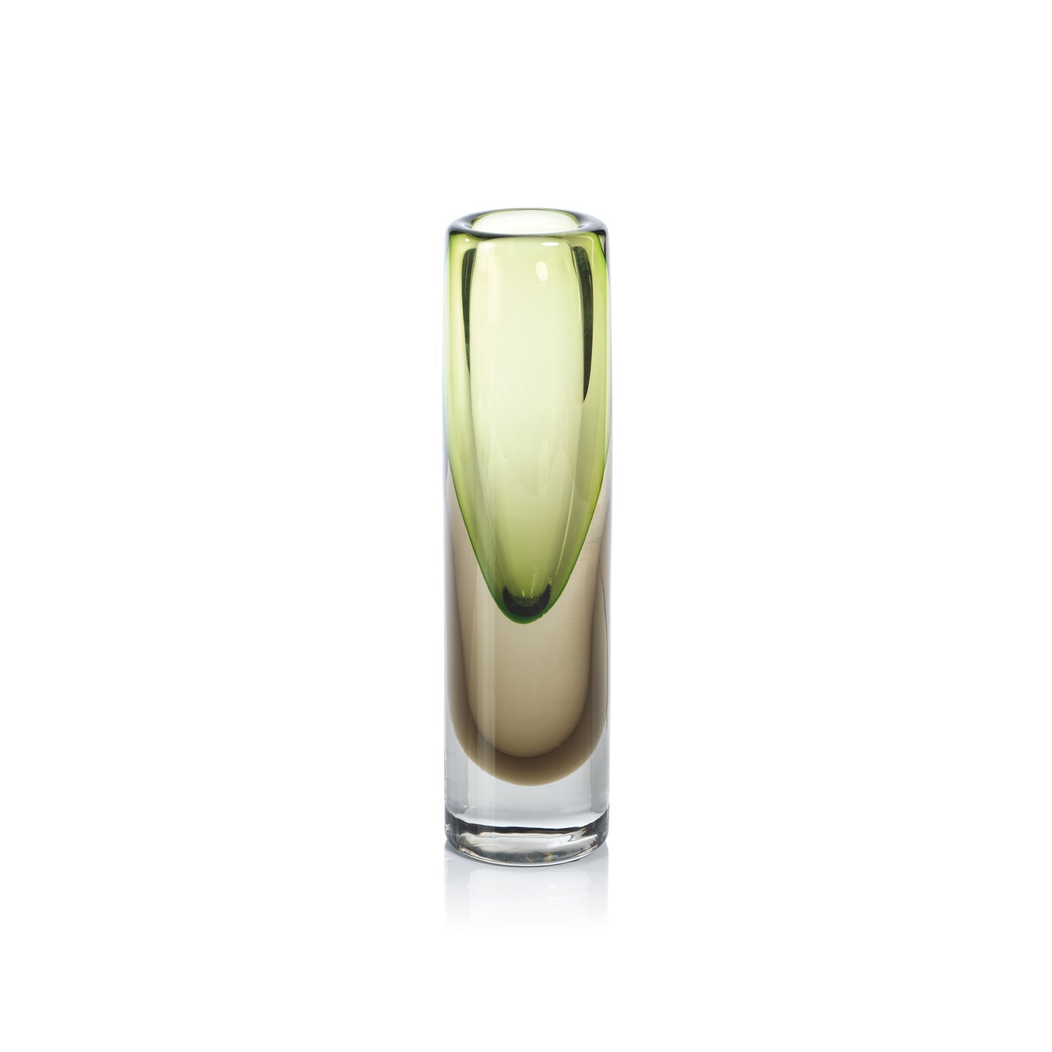 Glass Cylinder Vase - Amber & Green