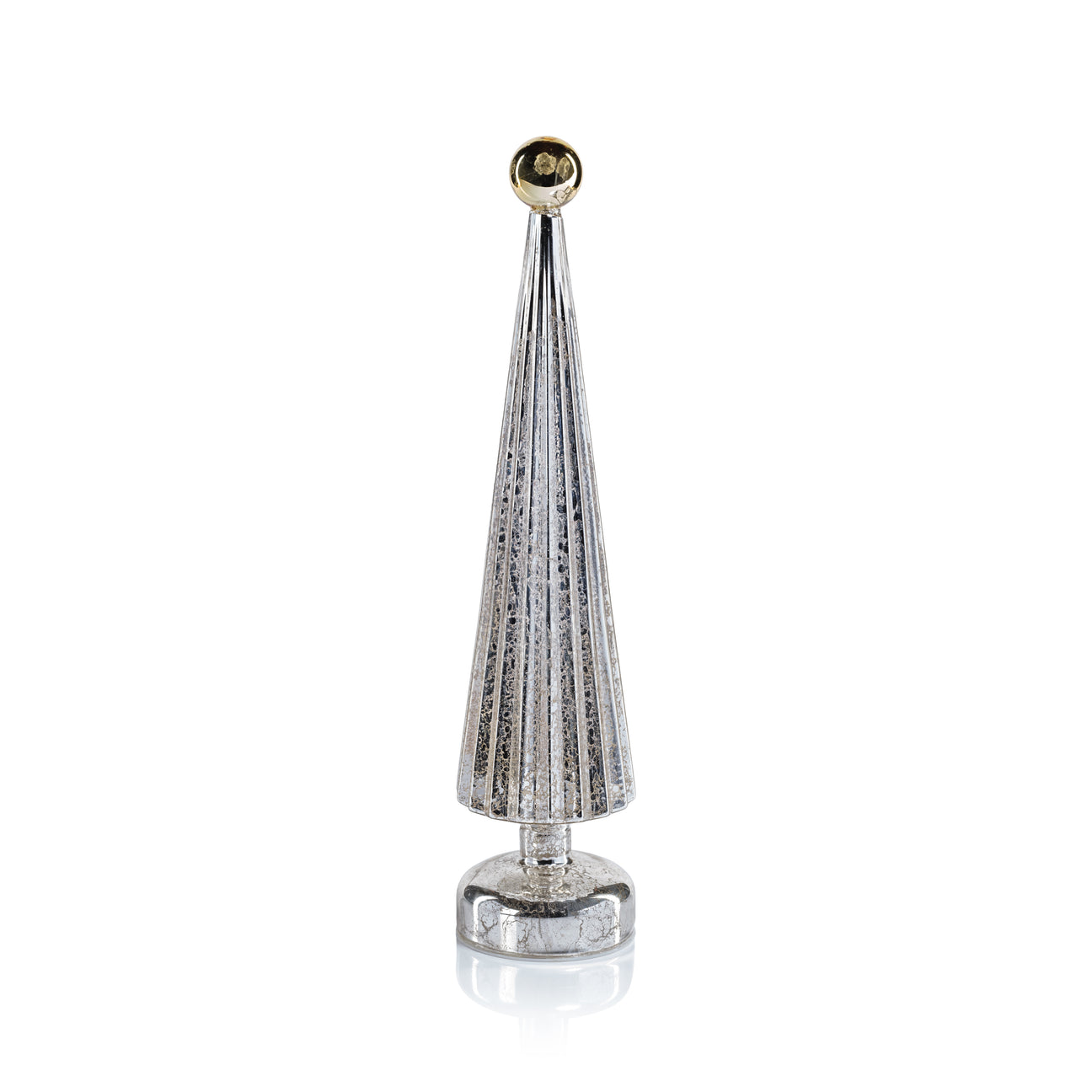 LED Tree with Globe Finial - Silver with Gold - Christmas Trees by Carlyle Avenue