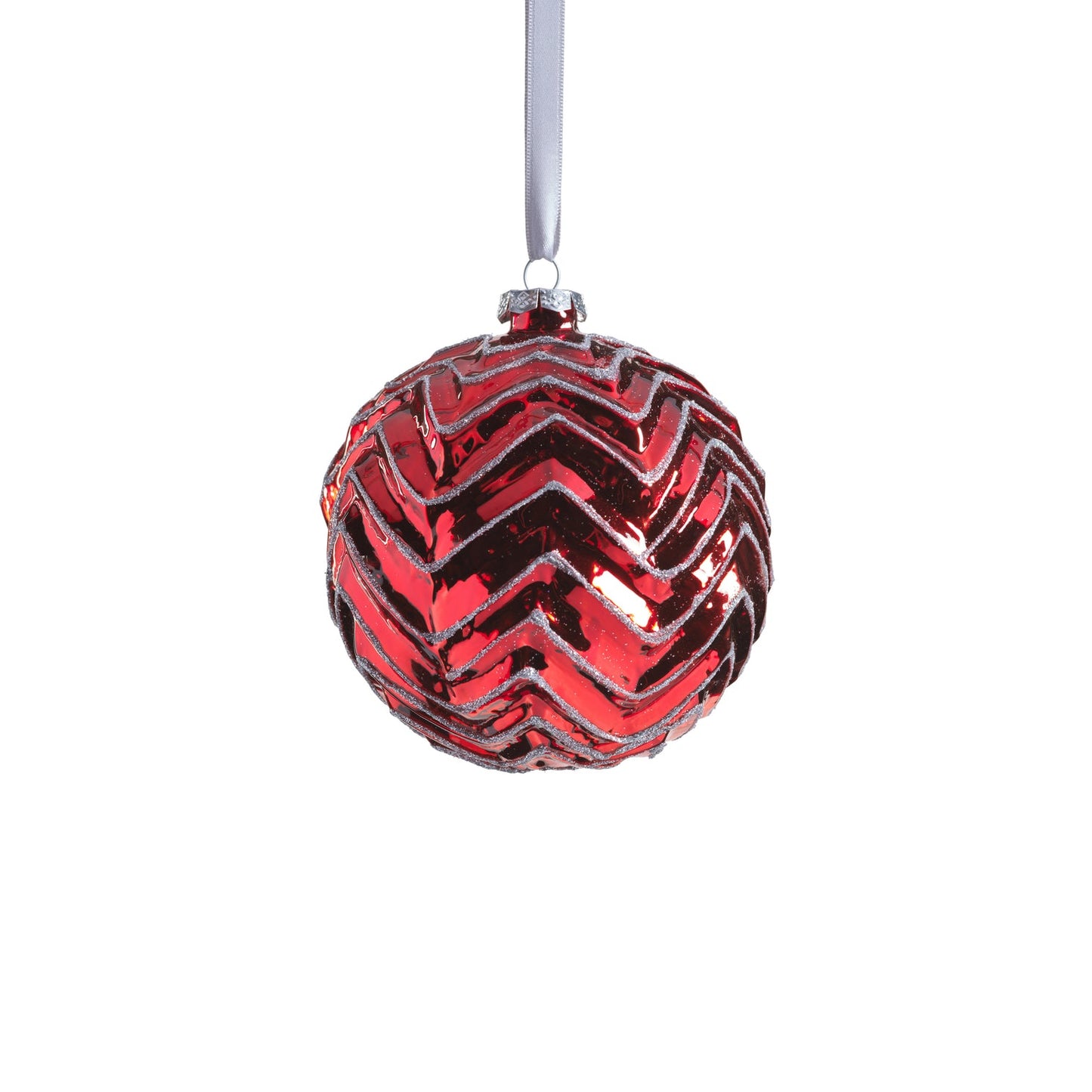 Metallic Spark Zigzag Ornament - Red - Ornaments by Carlyle Avenue