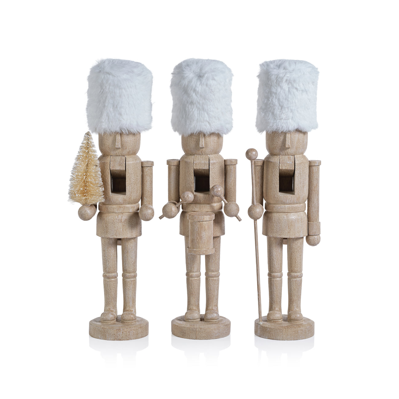 Resin Nutcrackers with White Fur Hats - Set of Three - Christmas Decor by Carlyle Avenue