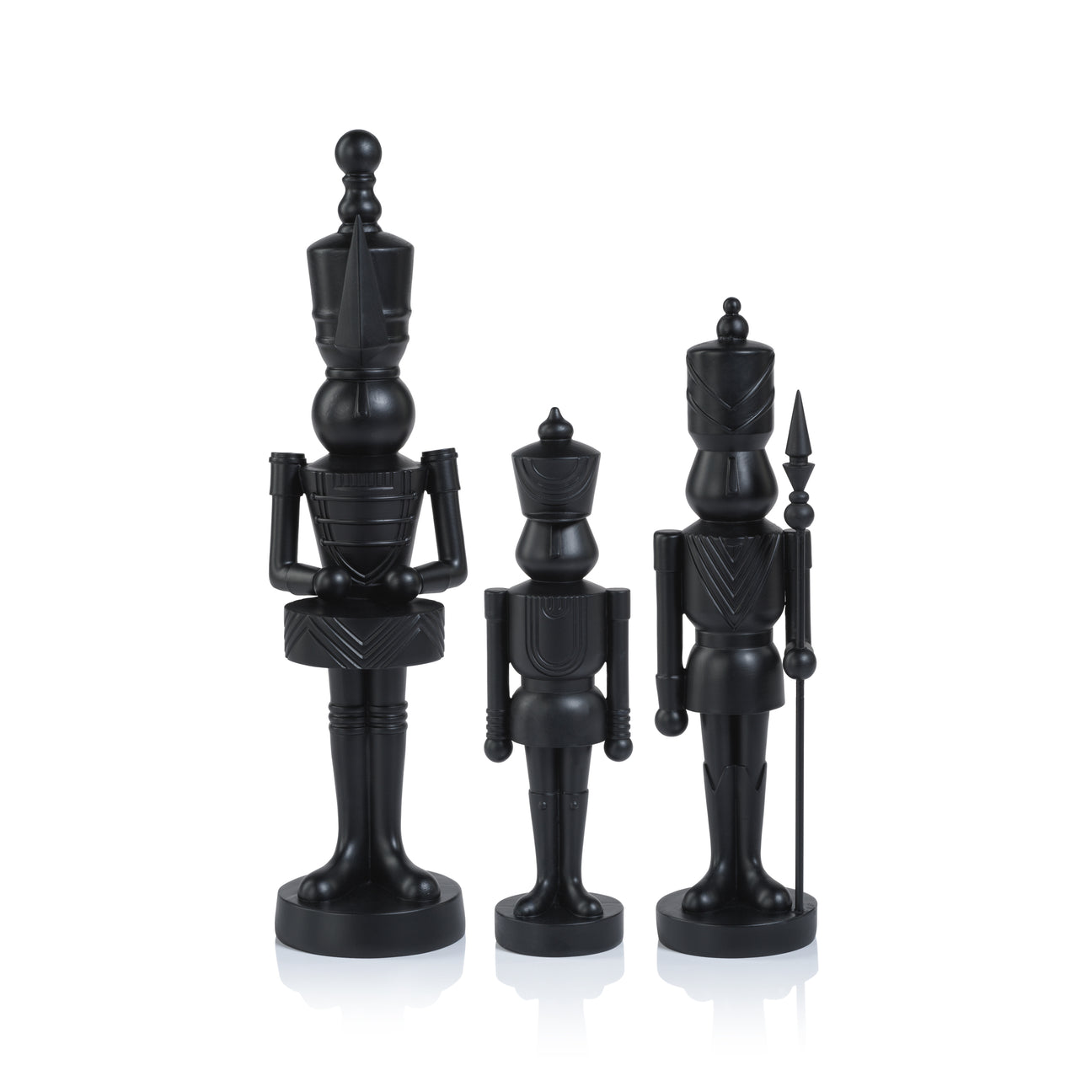 Set of 3 Assorted Resin Soldiers - Matte Black - Christmas Decor by Carlyle Avenue