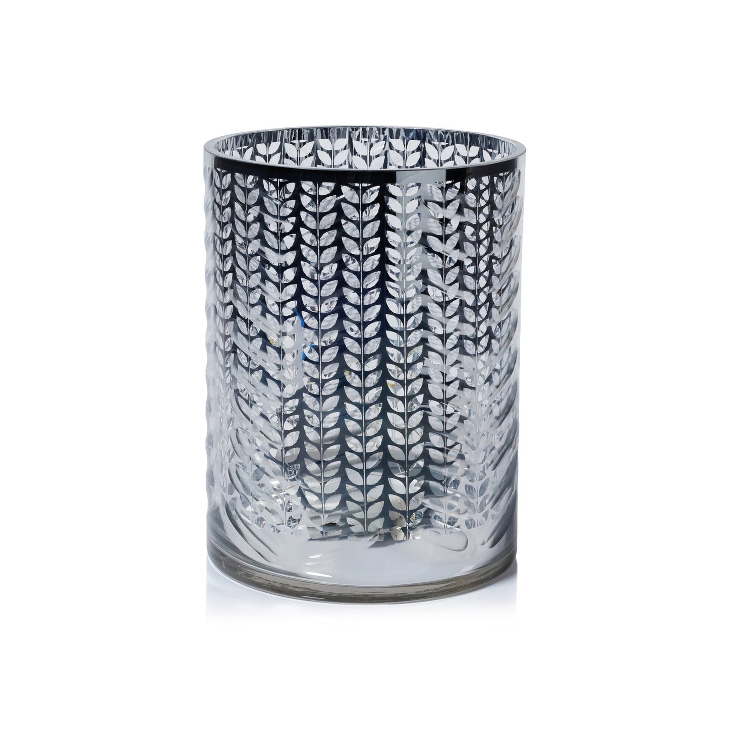 Laser Etched Metallic LED Hurricane - Silver - Candle Holders by Carlyle Avenue