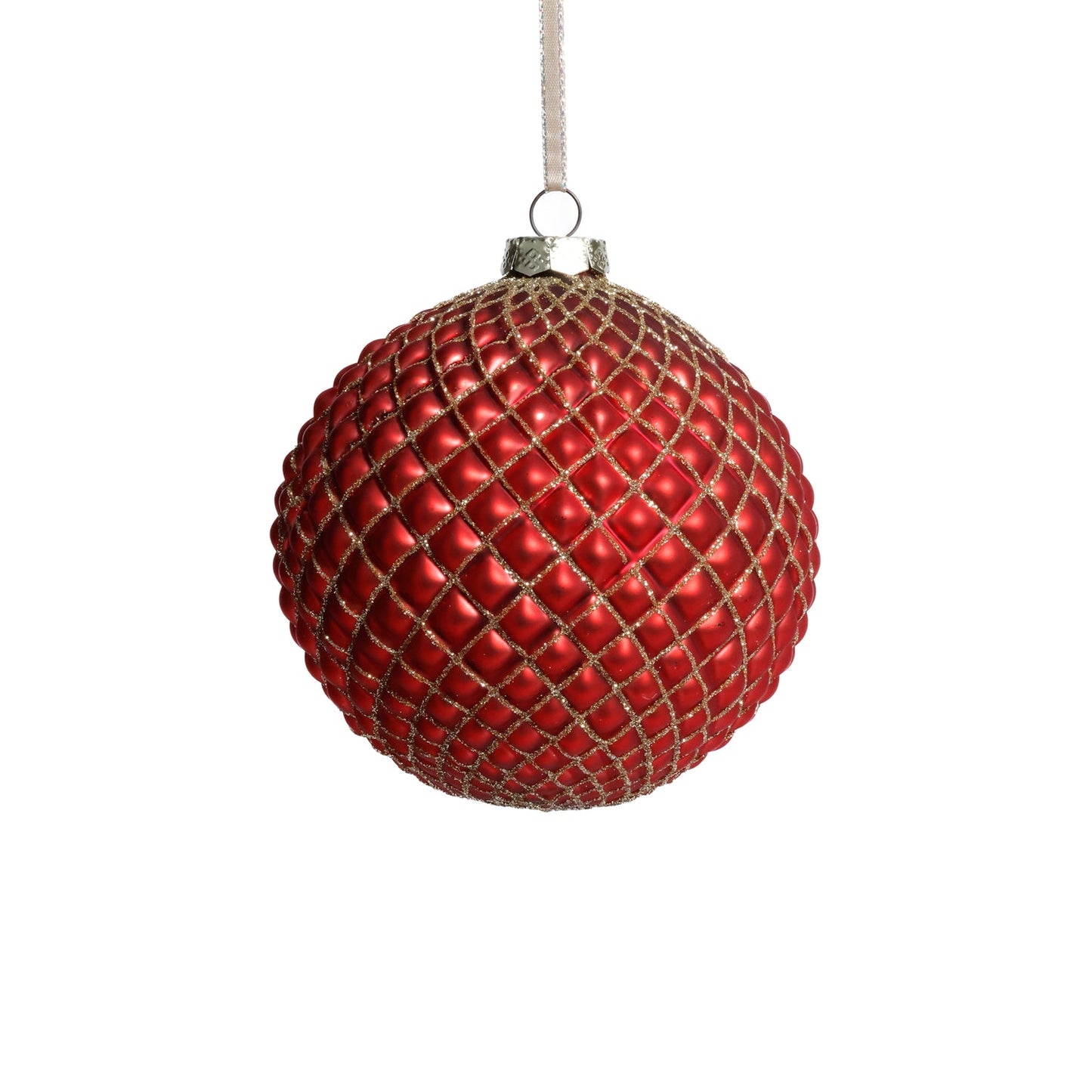 Metallic Glass Ball Ornament - Matte Red