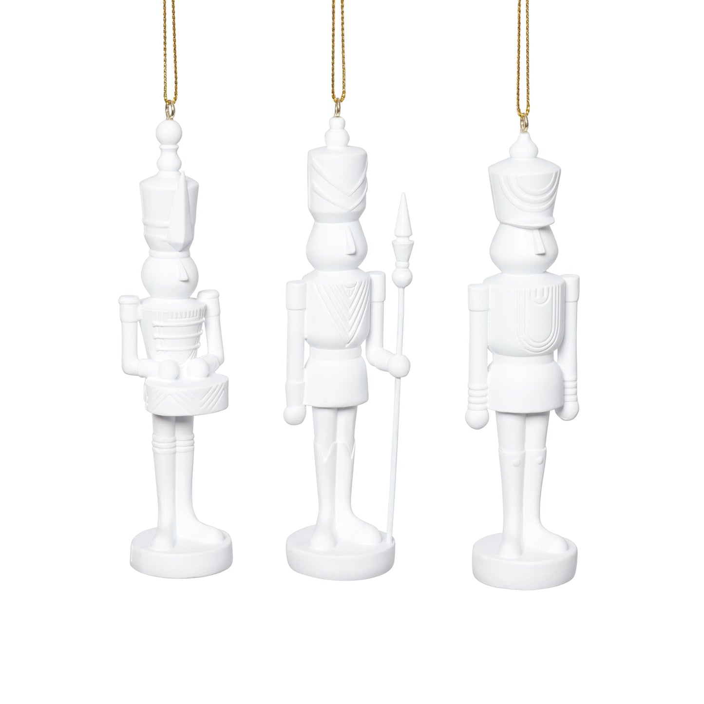 Set of 3 Assorted Soldier Ornament - White