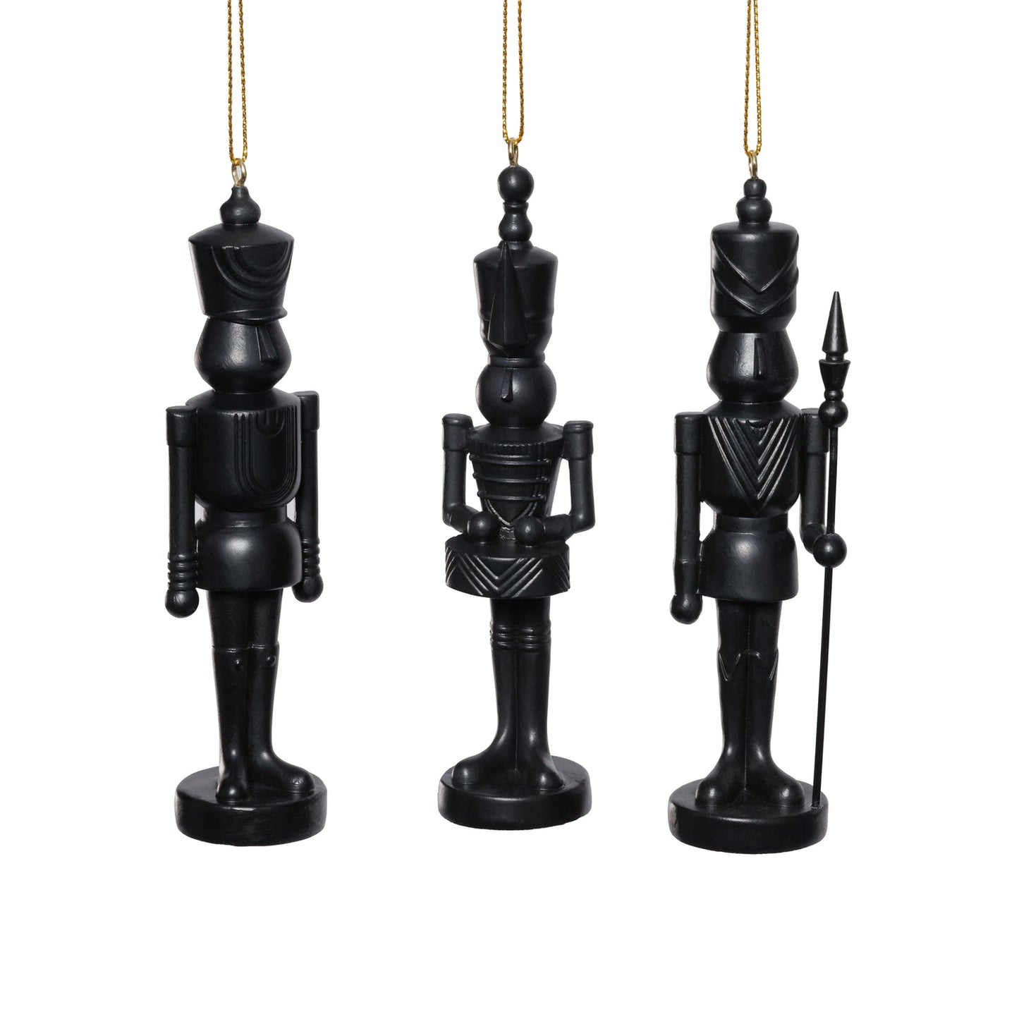 Set of 3 Assorted Soldier Ornament - Black