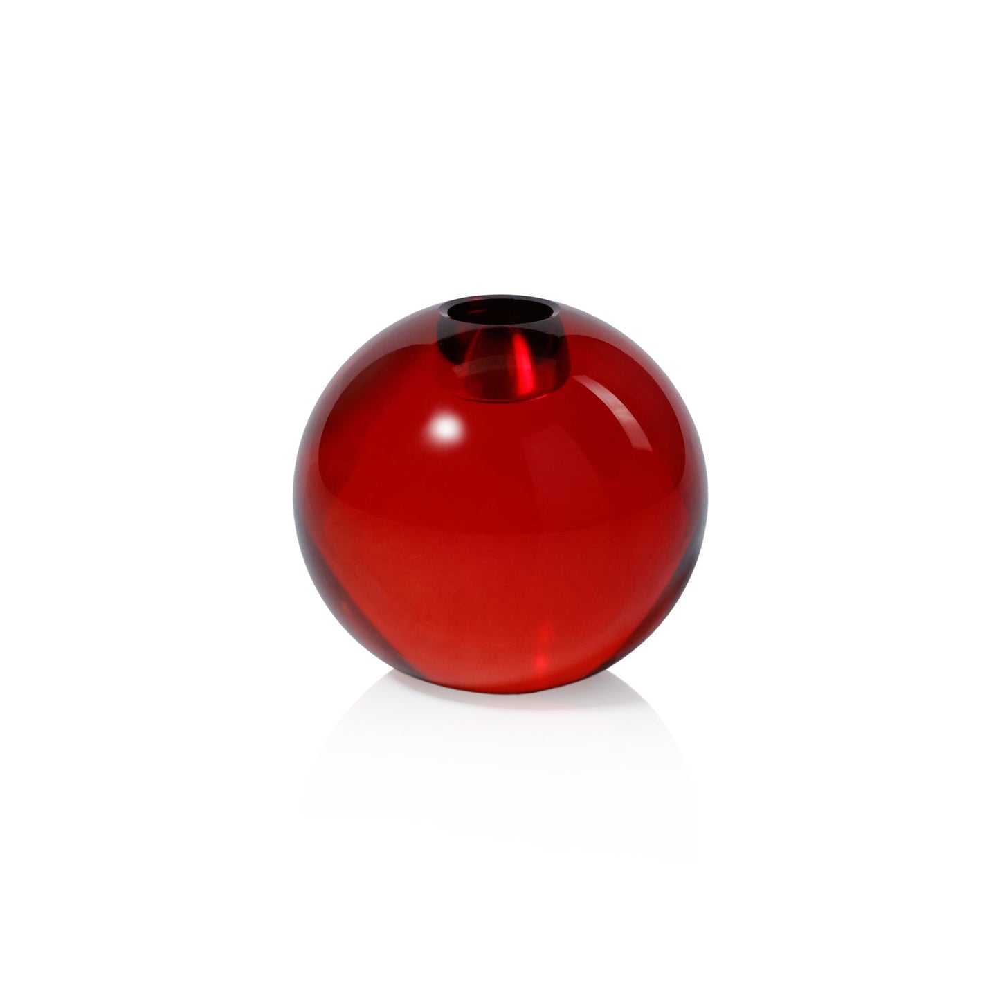 Crystal Glass Taper Holder - Red - Candle Holders by Carlyle Avenue