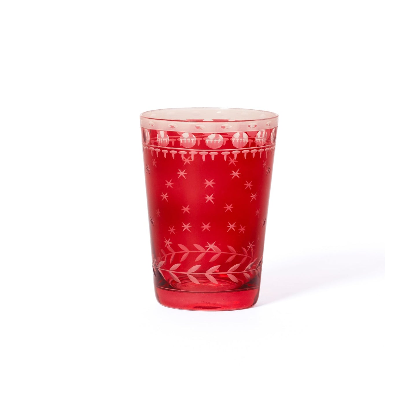 Hand Cut Glass / Tealight Holder - Red - CARLYLE AVENUE