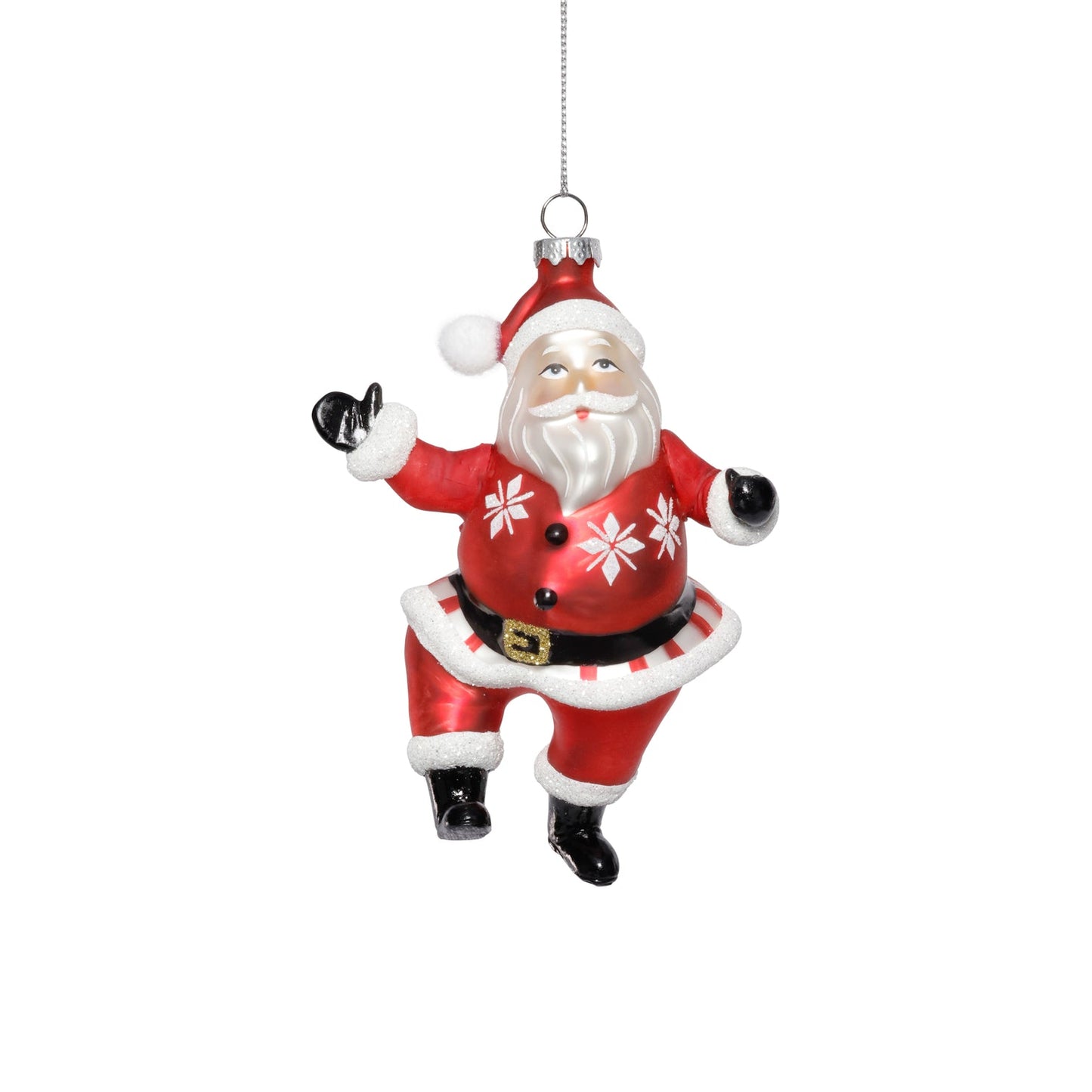 Glass Dancing Santa Ornament