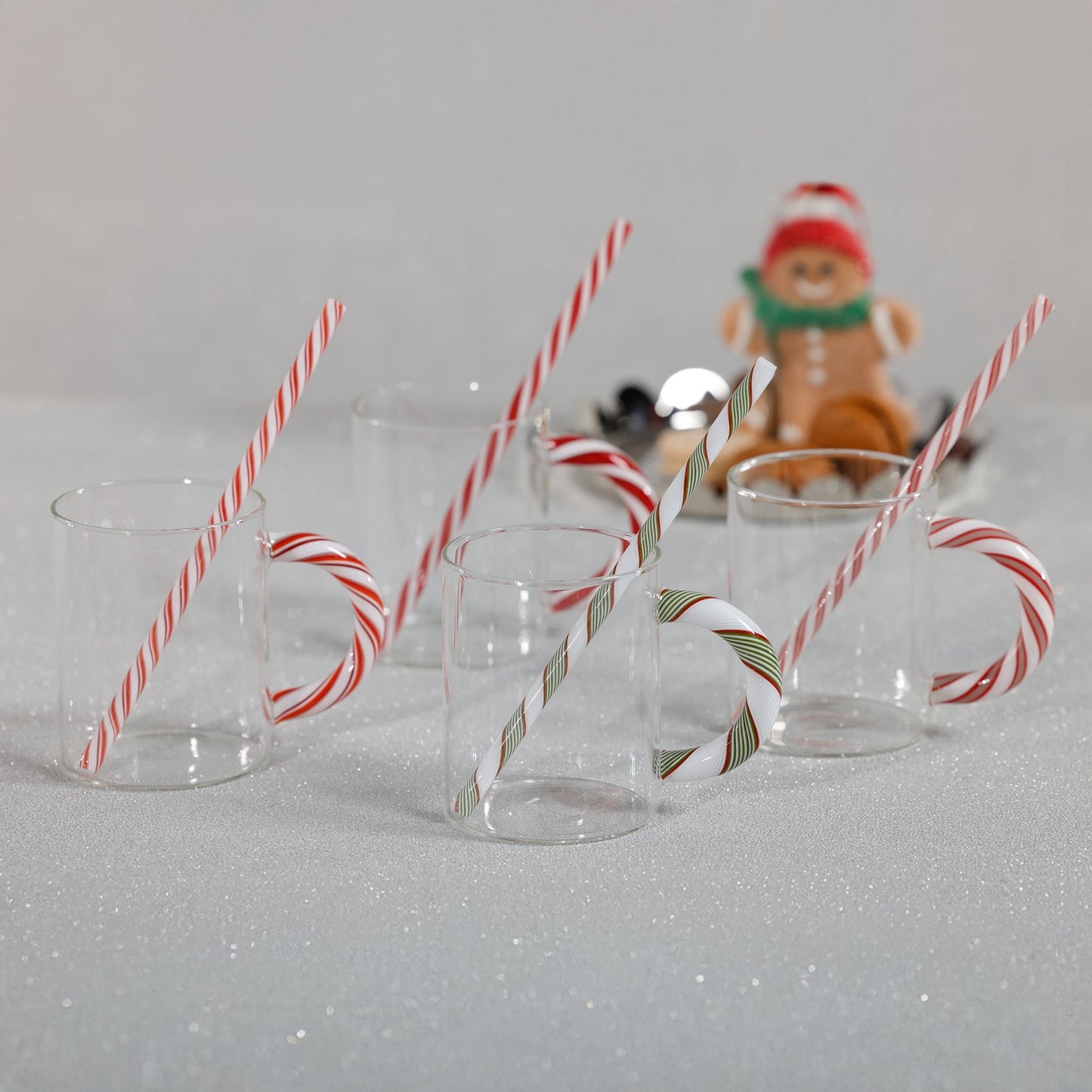 Holiday Glass Drinking Straws - Set of 5 Assorted