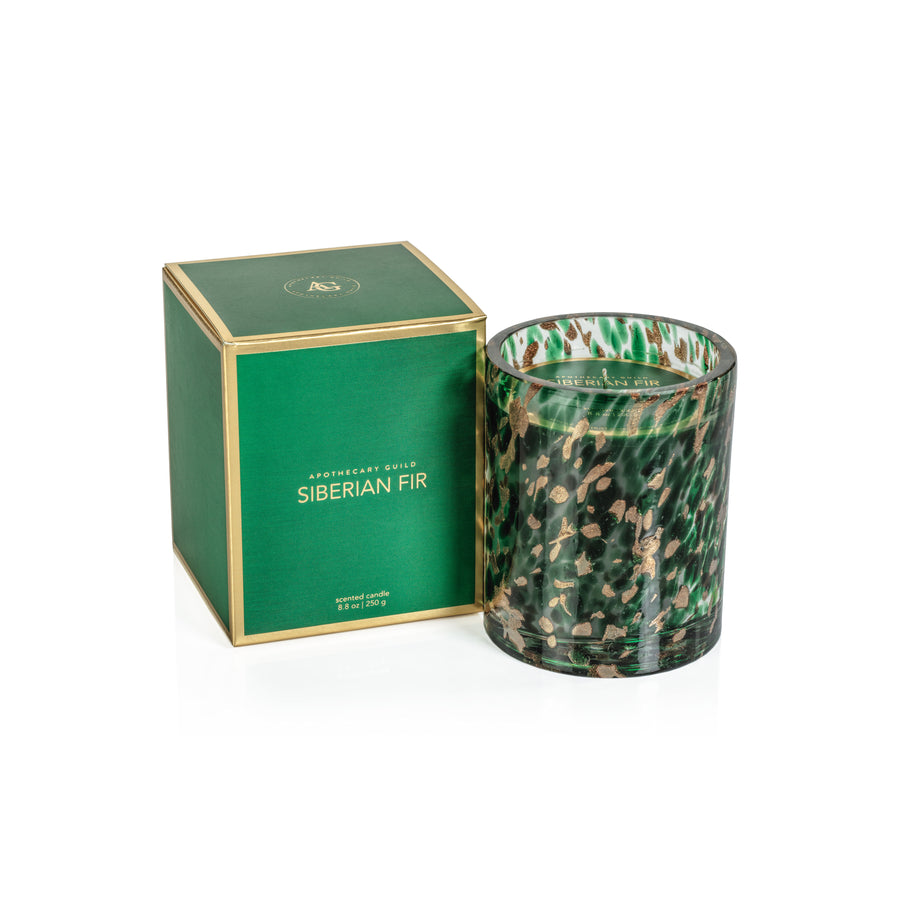 Spangled Glass Scented Candle - Green & Gold - Home Fragrance by Carlyle Avenue
