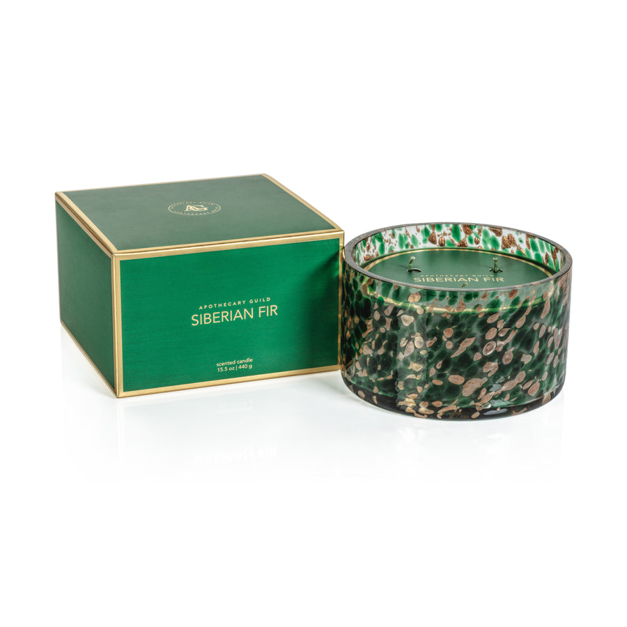 Spangled Glass Scented Candle - Green & Gold - Home Fragrance by Carlyle Avenue