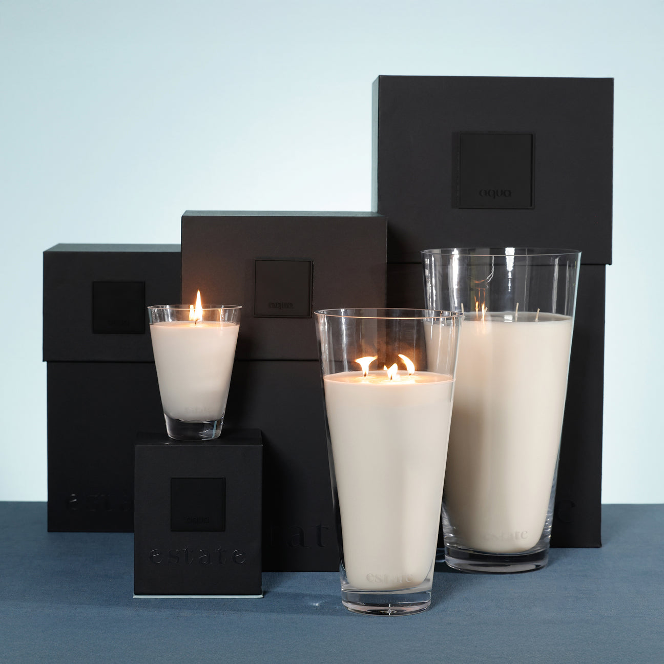 Estate Candle Collection - Clear - Aqua