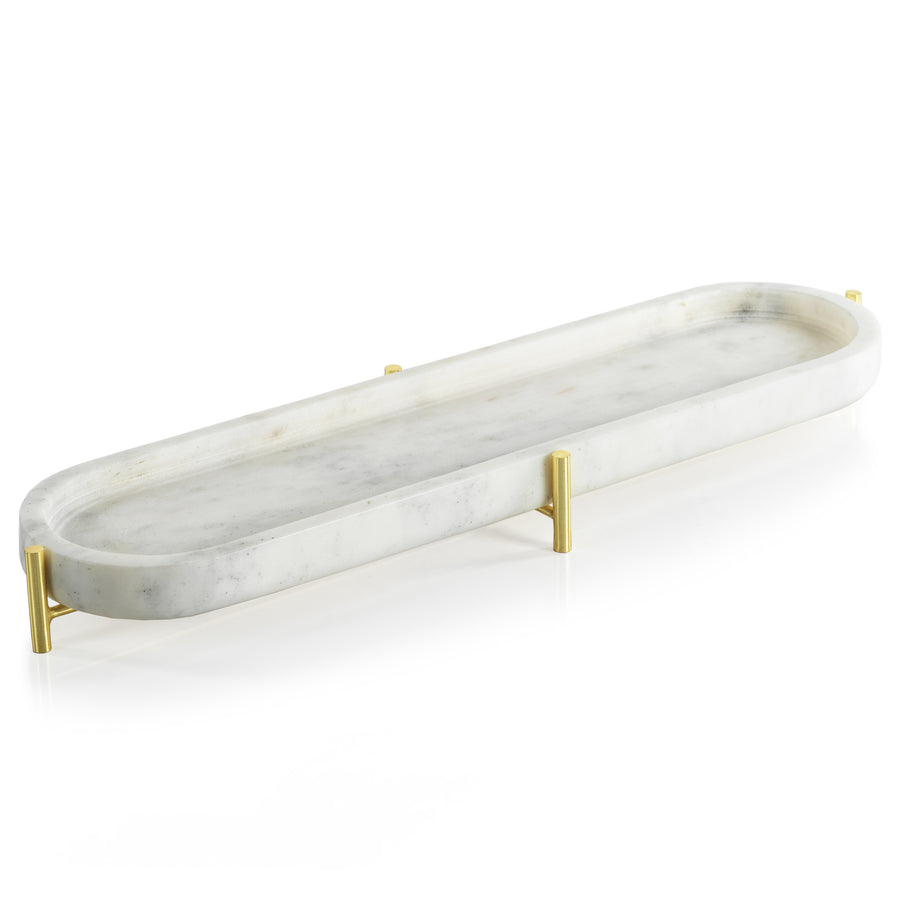Palomar Marble Tray on Metal Stand - Large - Tray by Carlyle Avenue