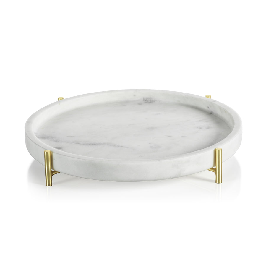 Palomar Round Marble Tray on Metal Stand - Trays by Carlyle Avenue