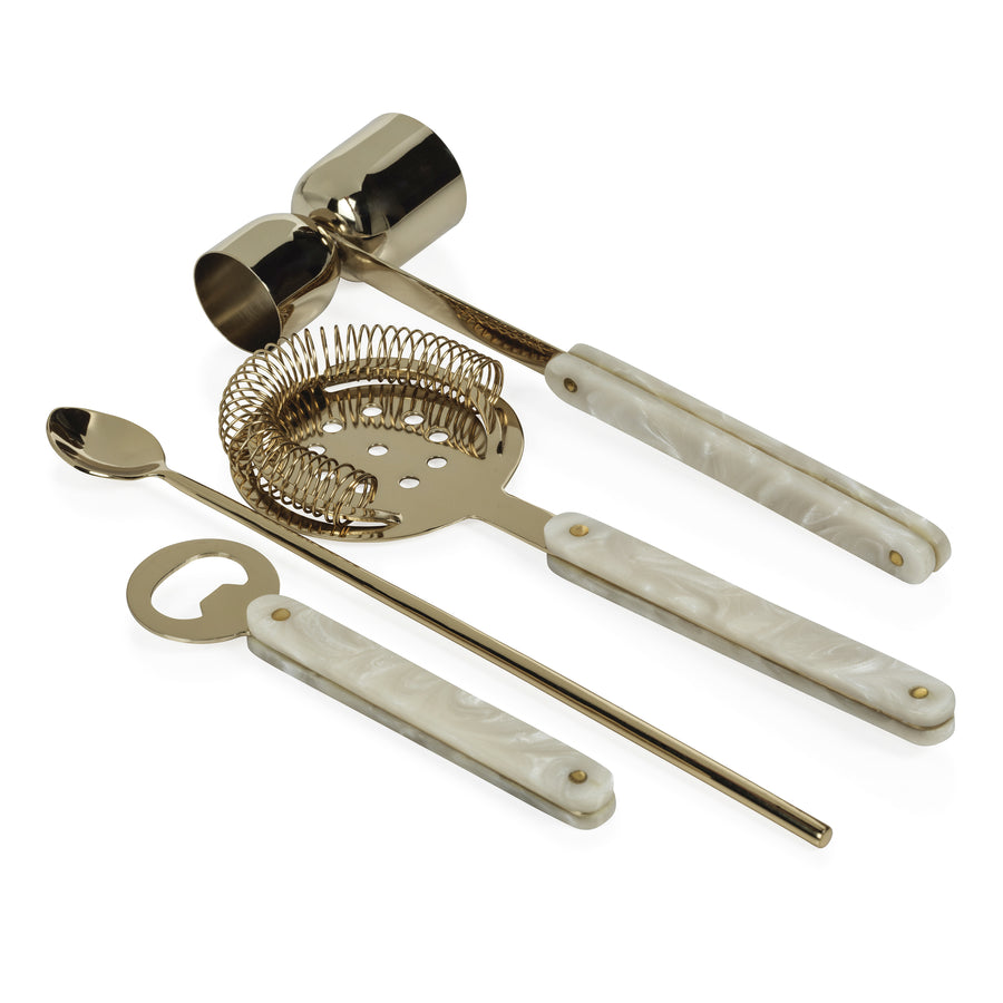 Knightsbridge 5 Piece Bar Set - Gold - Barware by Carlyle Avenue