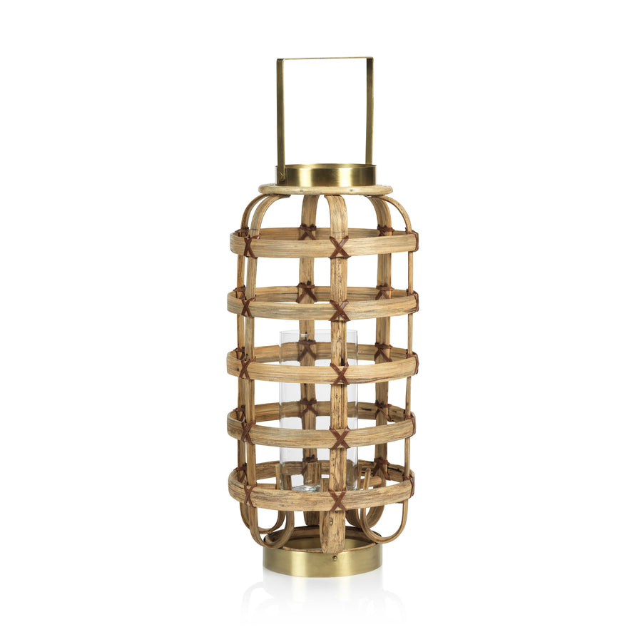 Palomar Bamboo with Brass Trim Lantern - Lantern by Carlyle Avenue