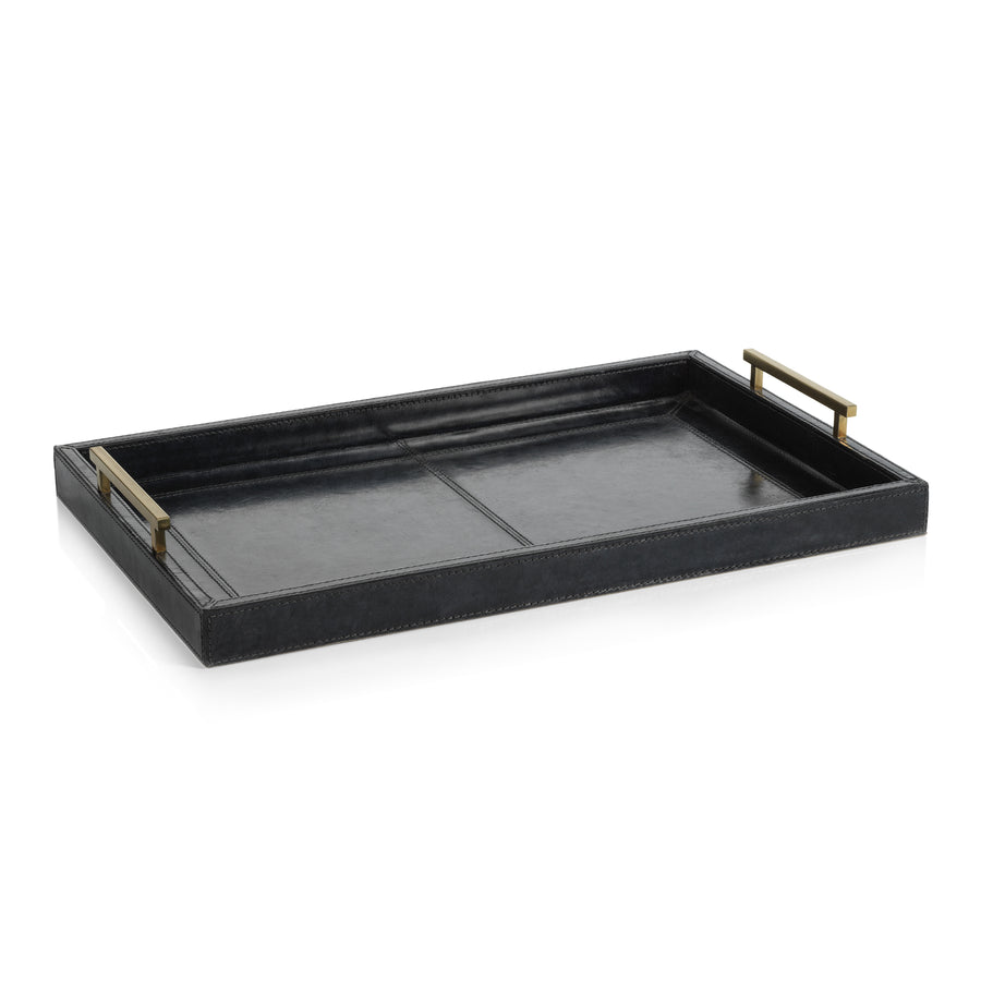 Savoy Blue Leather Bar Tray - Trays by Carlyle Avenue