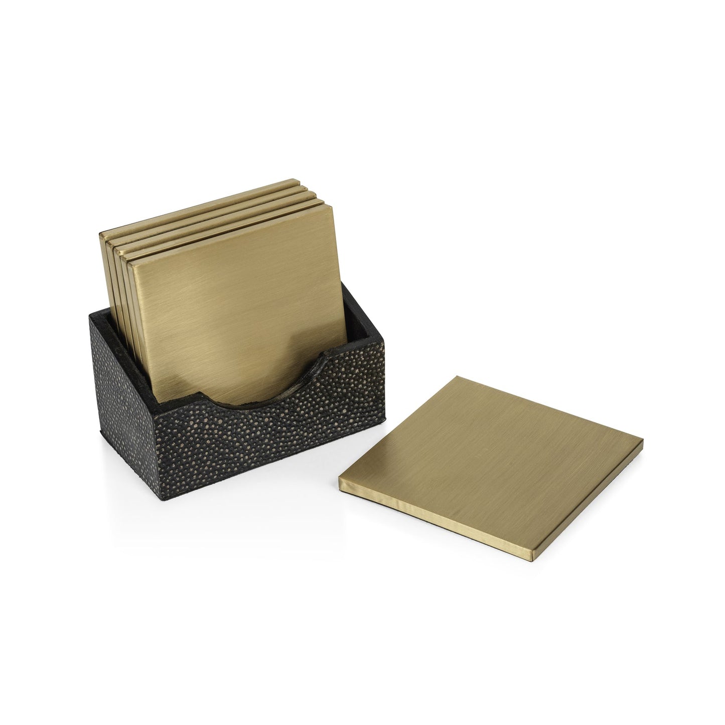 Nika Shagreen Leather Set of 6 Coasters w/ Holder - Coasters by Carlyle Avenue