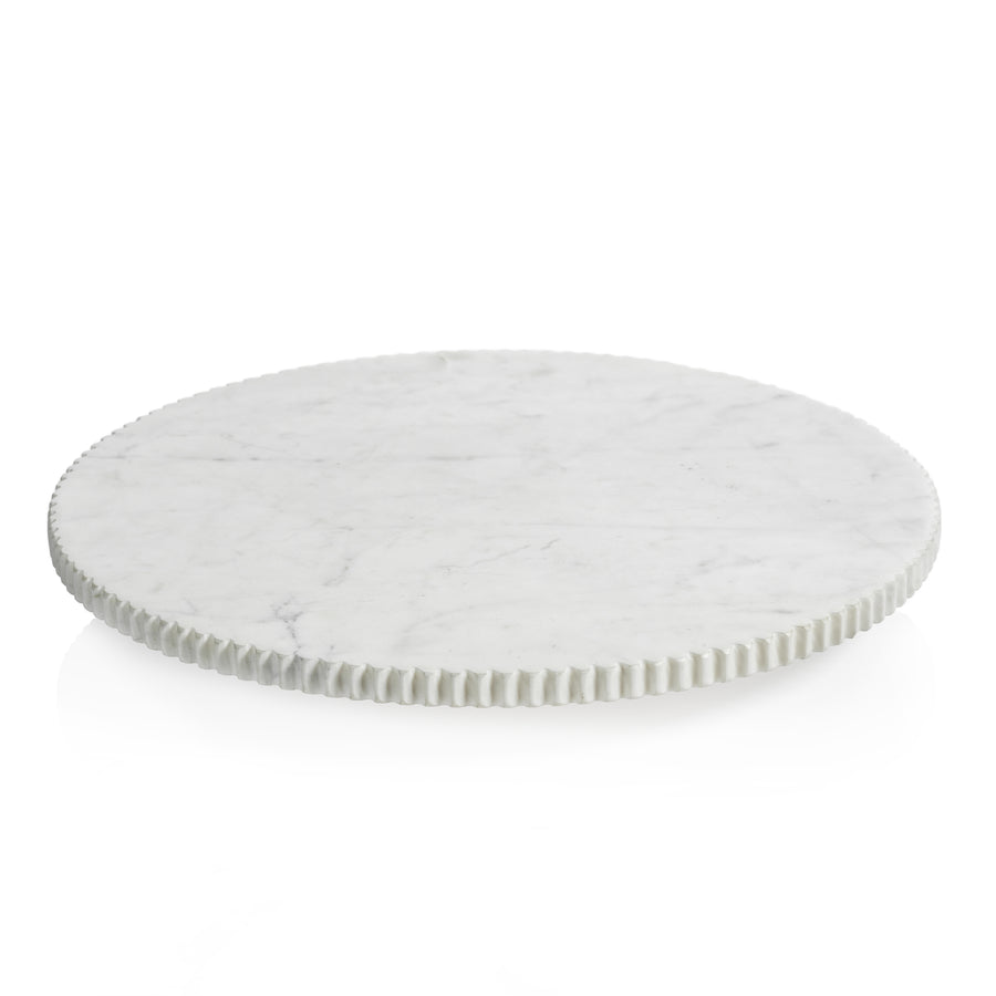 Ribbed Finish White Marble Lazy Susan - Tray by Carlyle Avenue